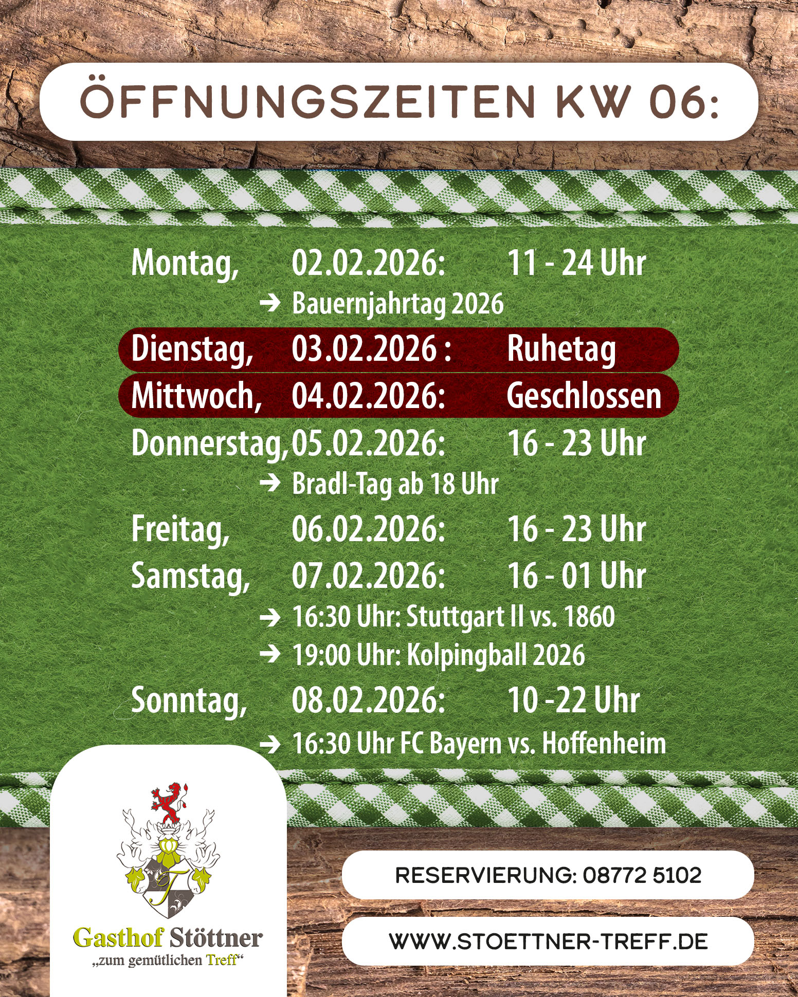 Öffnungszeiten KW06