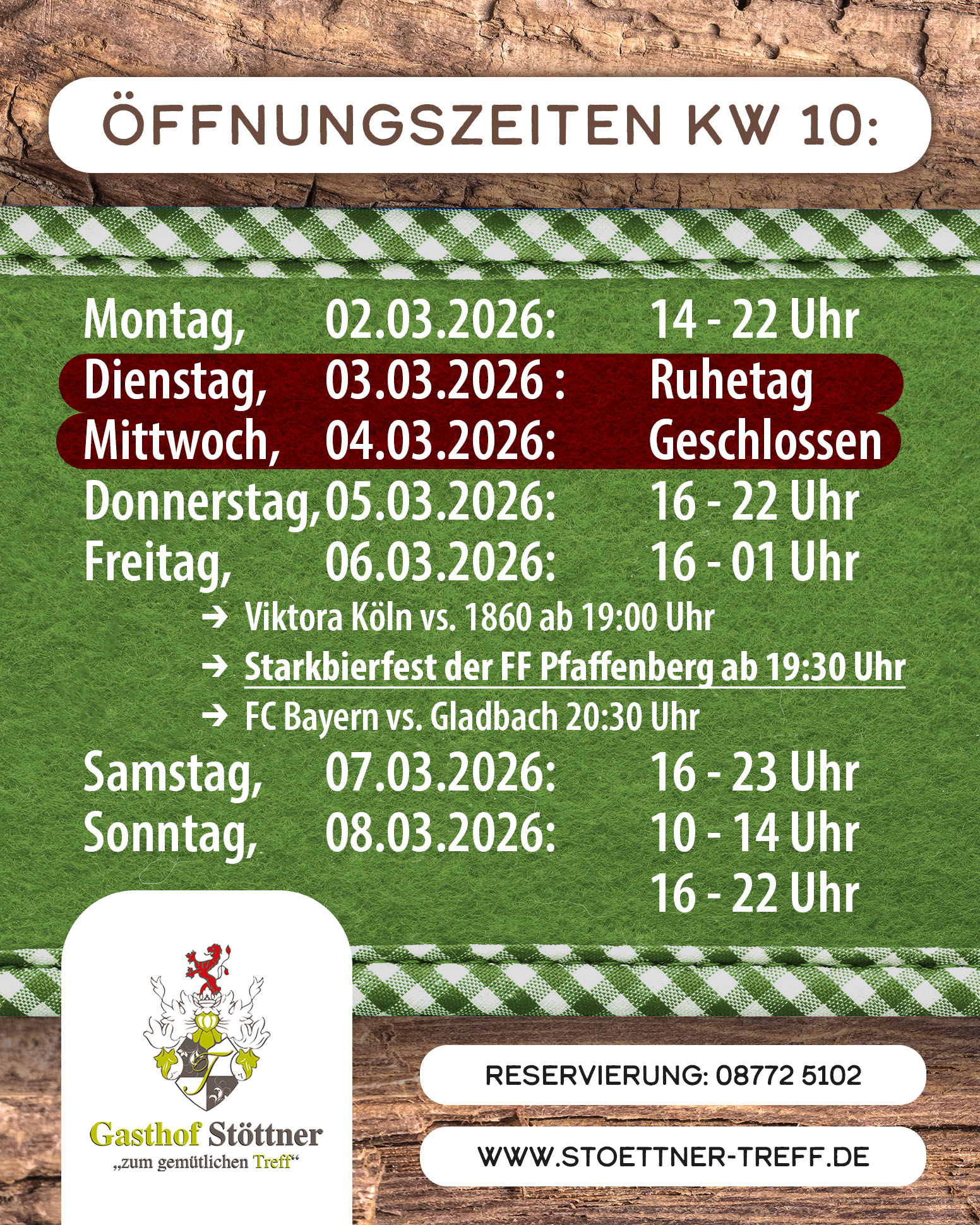 Öffnungszeiten KW10