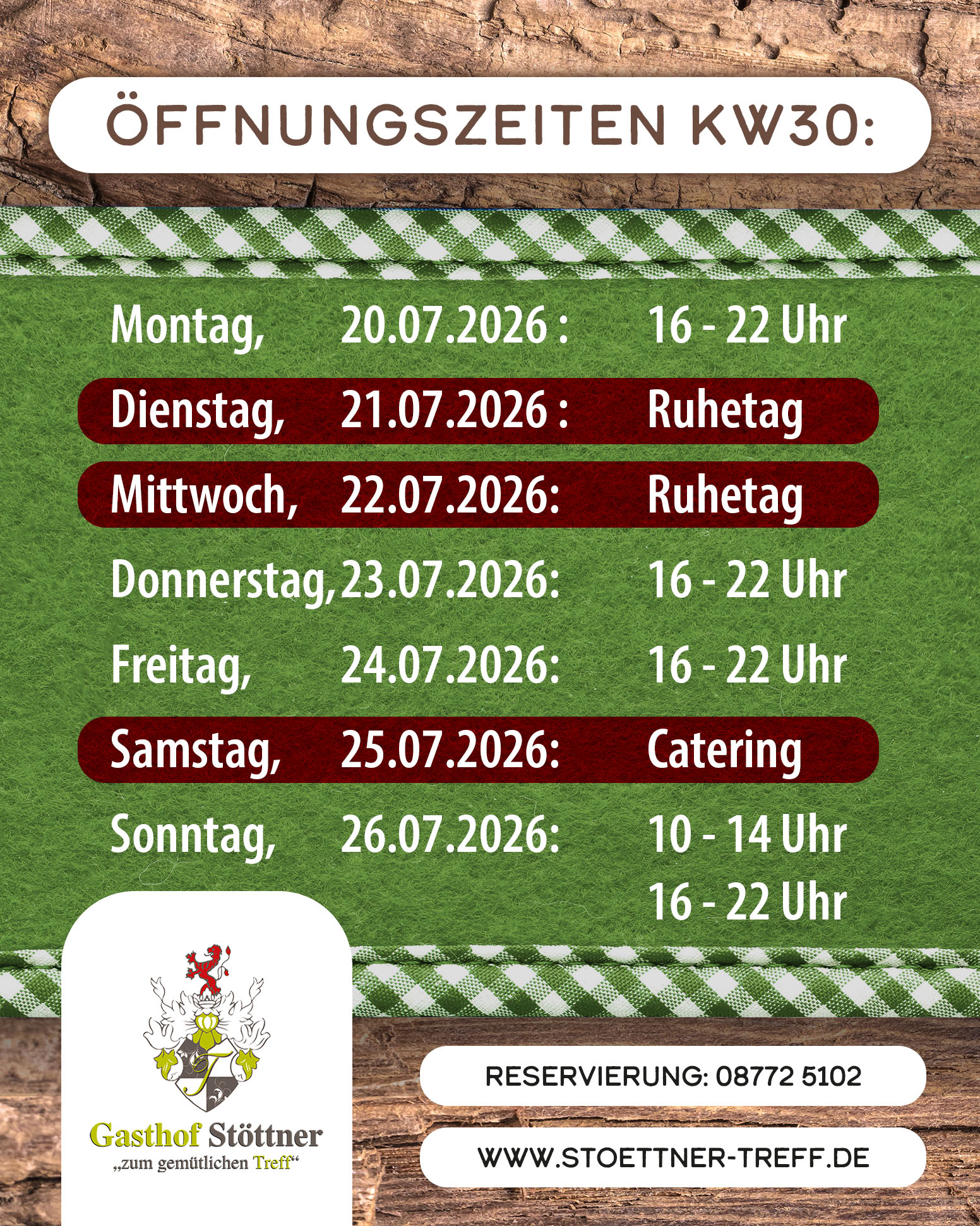 Öffnungszeiten KW230 2026